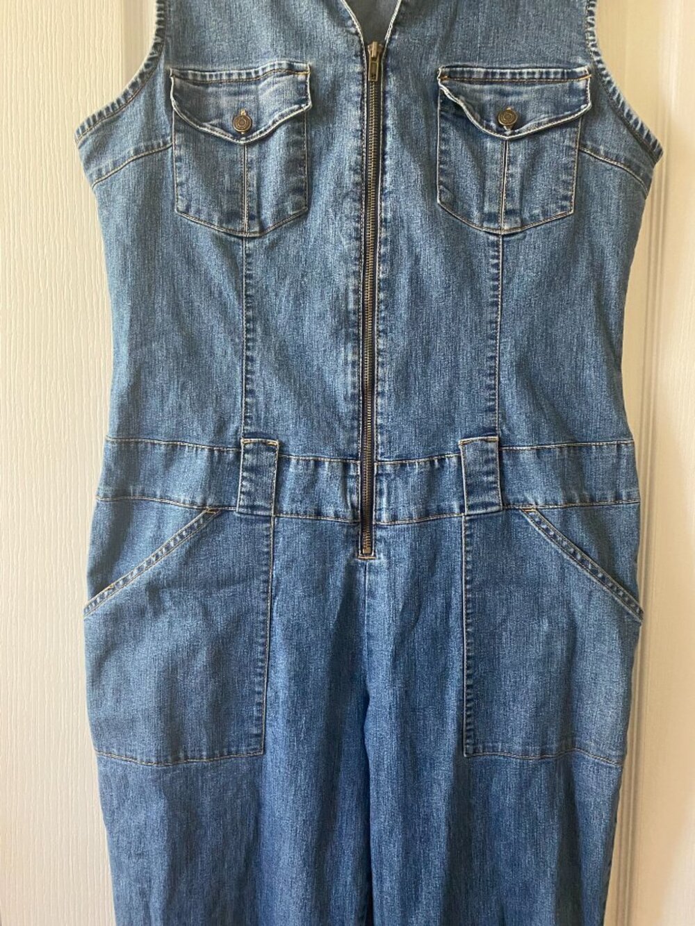 Vintage Western Y2K Denim Wide Leg Jumpsuit No Boundaries - Picture 3 of 8